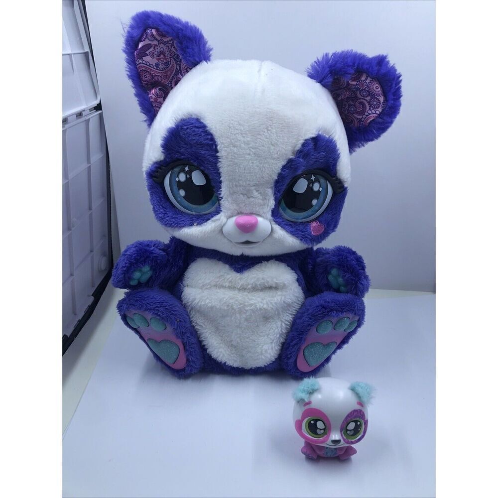 Interactive PEEK A ROO Panda & Baby - 10in Purple & White - Tested & Works!